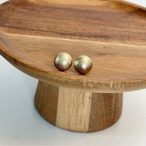 4/$15 Gold Sandy Textured Round Earrings